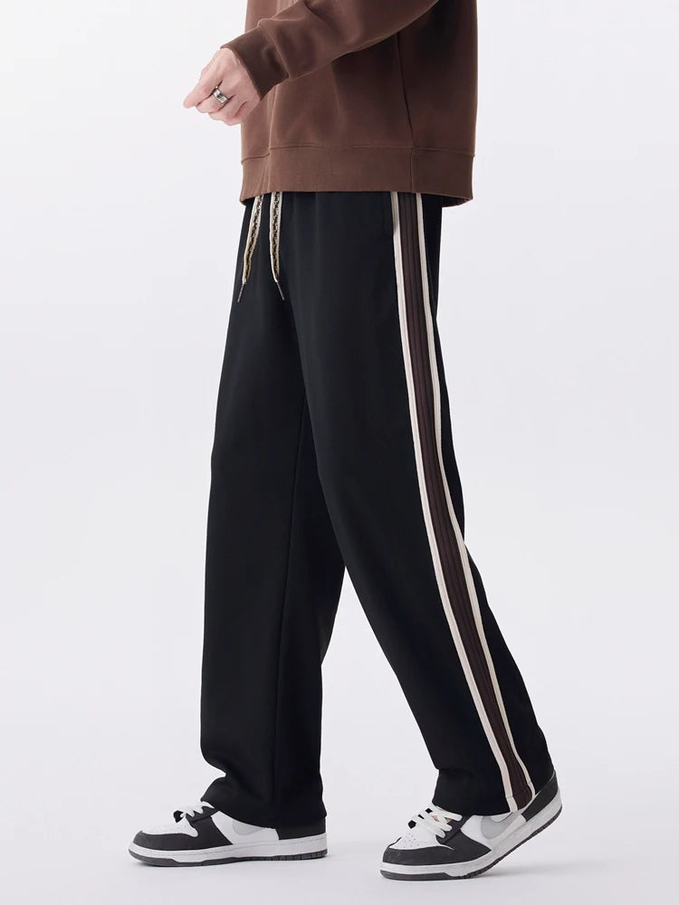 Pantalones deportivos de pierna ancha estilo coreano para hombre - Pantalones de punto elástico de corte holgado
