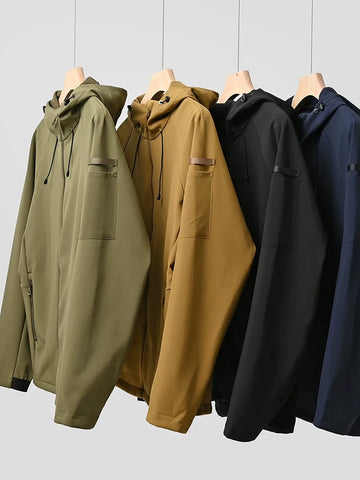 Chaqueta softshell impermeable para hombre: forrada con forro polar, con capucha y cortavientos.