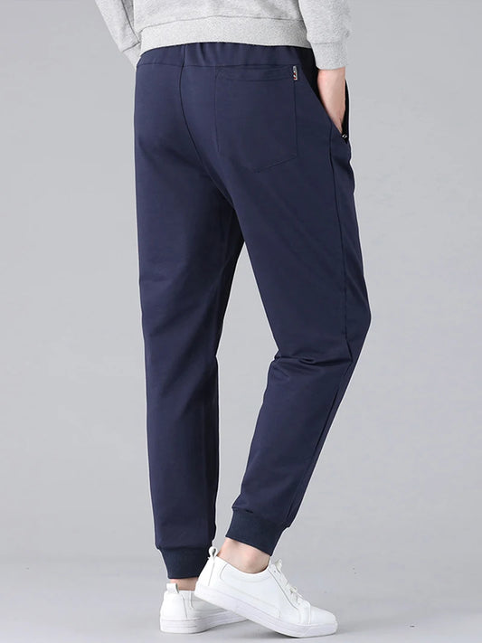 Pantalón deportivo de algodón para hombre – Pantalón de chándal transpirable con bolsillos con cremallera