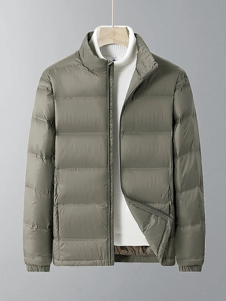 Men's Plus Size Business Casual Down Puffer - Stand Collar & Warm Duck Down (Up to 8XL)