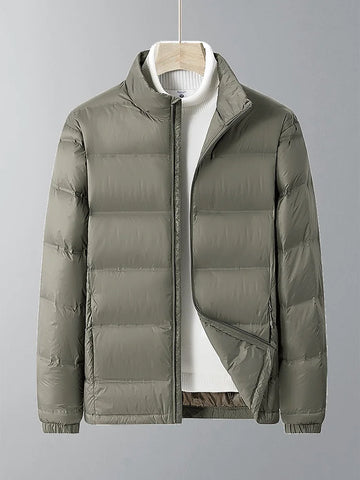 Men's Plus Size Business Casual Down Puffer - Stand Collar & Warm Duck Down (Up to 8XL)