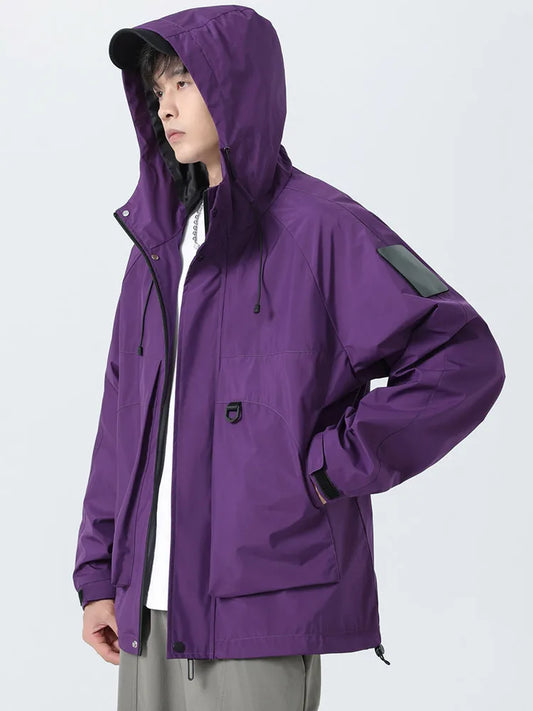 Cortavientos oversize con capucha para hombre - Abrigo coreano de corte holgado (hasta la talla 8XL)