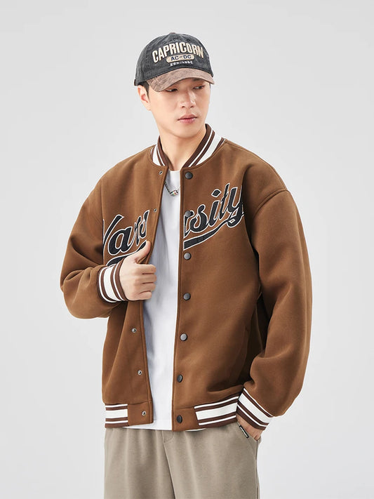 Unisex Knit Cotton Varsity Bomber Jacket - 420GSM Heavyweight & Embroidered