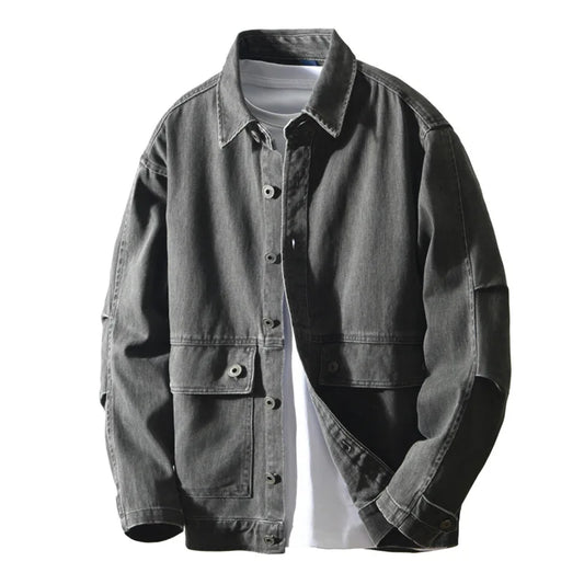 Canvas Utility Overshirt with Cargo Pockets