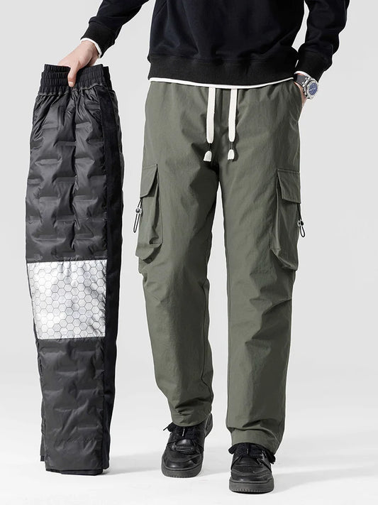 Men's Winter Down Cargo Pants - Waterproof, Windproof & 90% Duck Down