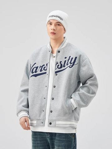 Unisex Knit Cotton Varsity Bomber Jacket - 420GSM Heavyweight & Embroidered