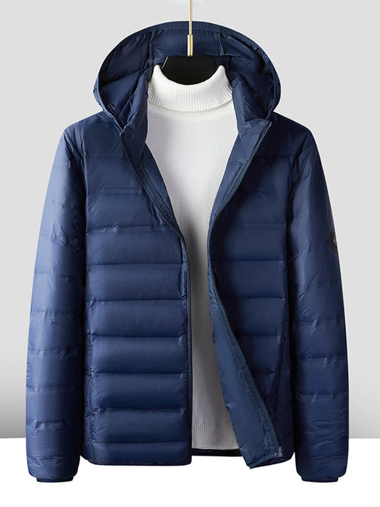 Chaqueta acolchada ligera de plumón para hombre de tallas grandes - 80% plumón de pato y con capucha (hasta la talla 8XL)
