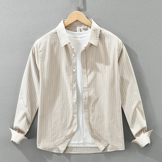 Tailored Fit Vertical Striped Cotton Oxford Shirt