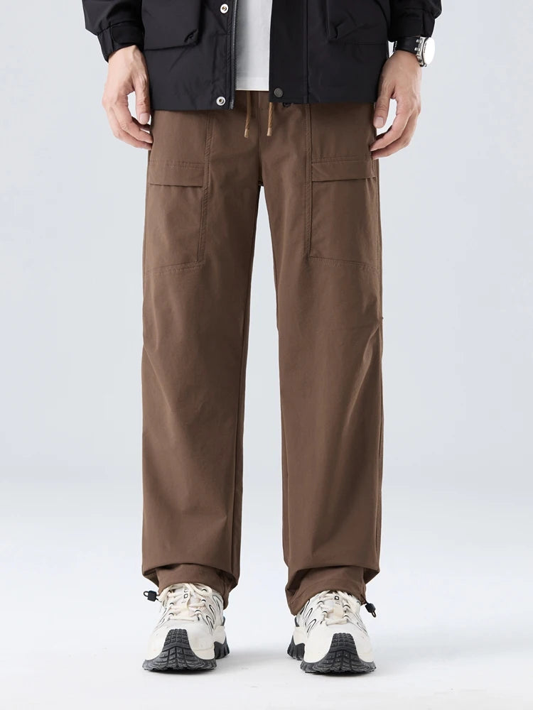 Pantalones casuales impermeables de corte holgado - Pantalones rectos elásticos para hombre