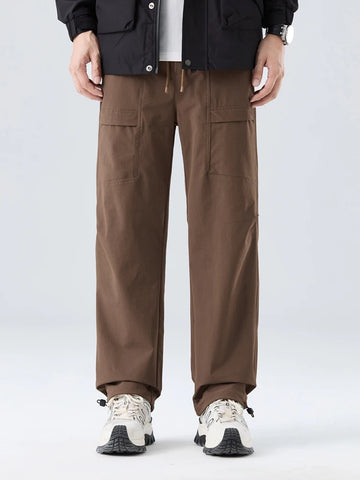 Pantalones casuales impermeables de corte holgado - Pantalones rectos elásticos para hombre