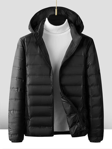 Chaqueta acolchada ligera de plumón para hombre de tallas grandes - 80% plumón de pato y con capucha (hasta la talla 8XL)