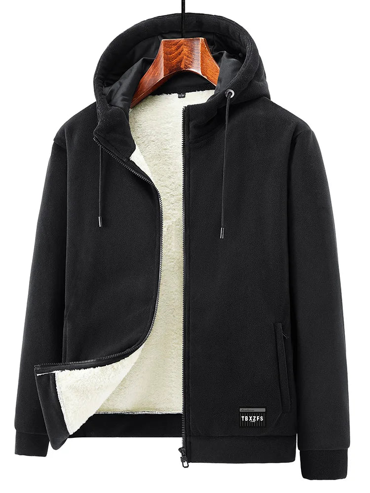 Chaqueta térmica de forro polar para hombre de tallas grandes - Con capucha, cortavientos, 6XL-8XL