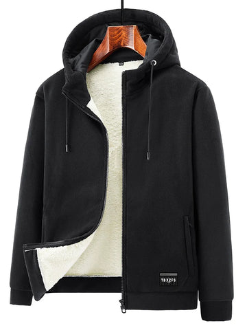 Chaqueta térmica de forro polar para hombre de tallas grandes - Con capucha, cortavientos, 6XL-8XL