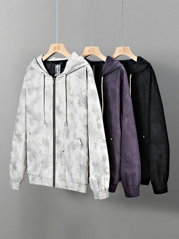 Cortavientos con capucha estampado extragrande - Chaqueta de moda de primavera para hombre