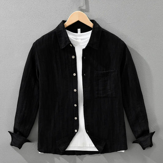 Textured Linen Blend Relaxed Shirt