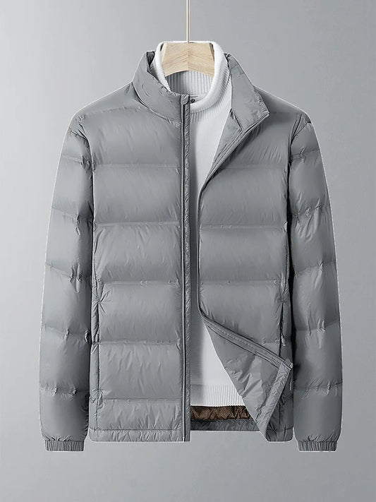 Men's Plus Size Business Casual Down Puffer - Stand Collar & Warm Duck Down (Up to 8XL)