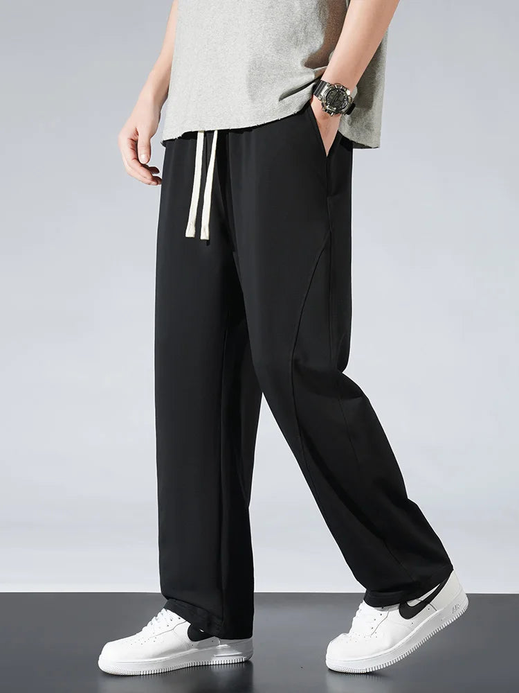 Pantalones deportivos holgados de pierna ancha - Pantalones rectos de algodón ligero para hombre