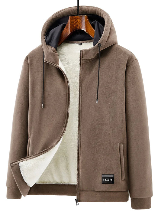 Chaqueta térmica de forro polar para hombre de tallas grandes - Con capucha, cortavientos, 6XL-8XL