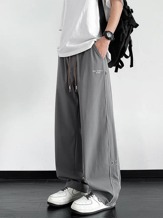 Men's Plus Size Ice Silk Cooling Pants - Wide Leg Loose Fit Trousers (6XL-8XL)