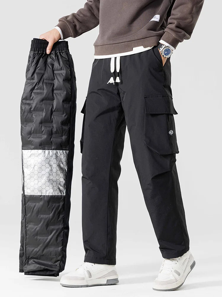 Men's Winter Down Cargo Pants - Waterproof, Windproof & 90% Duck Down