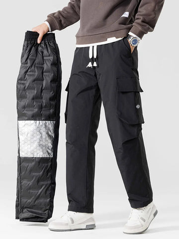 Men's Winter Down Cargo Pants - Waterproof, Windproof & 90% Duck Down