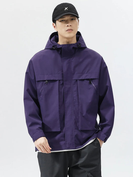 Cortavientos extragrande de estilo coreano - Chaqueta informal con capucha para hombre