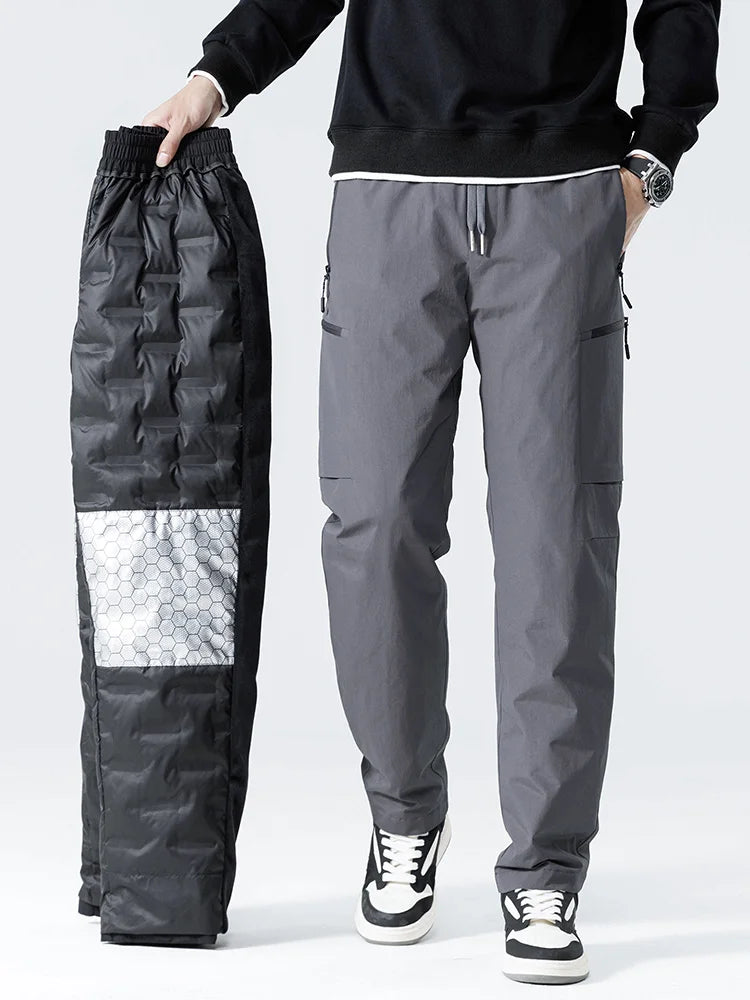 Pantalones acolchados para hombre con relleno de plumón de pato al 90% - Impermeables, cortavientos y térmicos