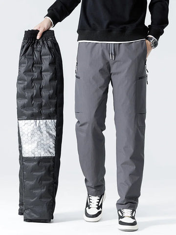Pantalones acolchados para hombre con relleno de plumón de pato al 90% - Impermeables, cortavientos y térmicos