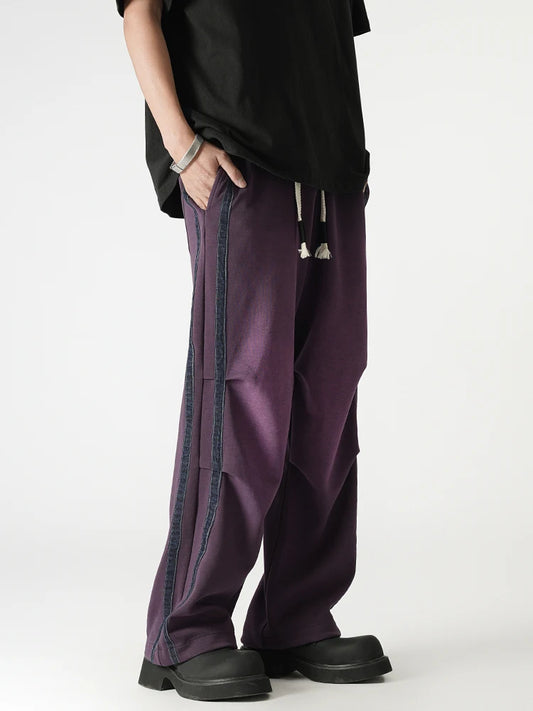 Pantalón deportivo vintage de algodón desgastado para hombre - Pantalón de chándal urbano de corte relajado