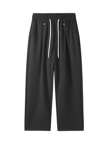 Pantalones de punto holgados de primavera - Pantalones deportivos de sarga de 380 g con cintura ajustable con cordón