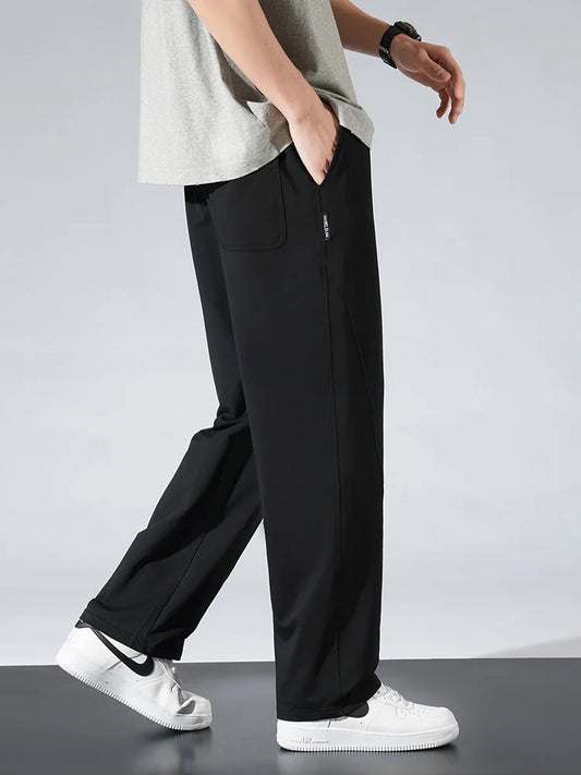 Loose Fit Wide Leg Sweatpants - Men's Lightweight Cotton Straight Trousers