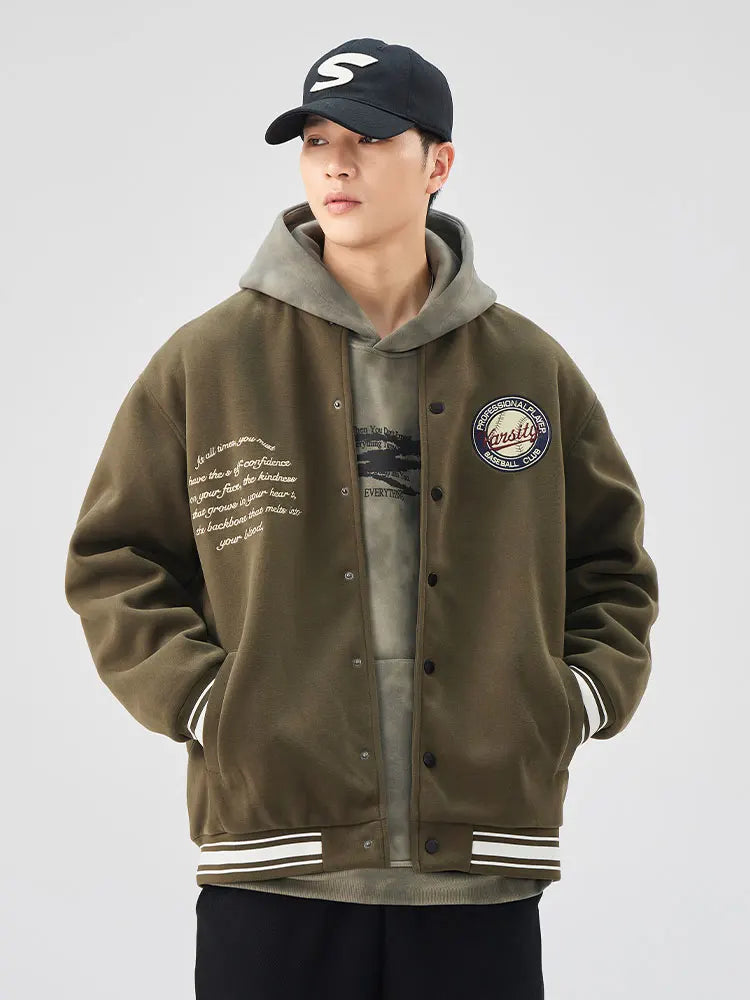Chaqueta bomber universitaria unisex estilo streetwear - Abrigo universitario con bordado de letras