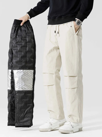 Pantalones acolchados para hombre con relleno de plumón de pato al 90% - Impermeables, resistentes al viento y térmicos para la nieve