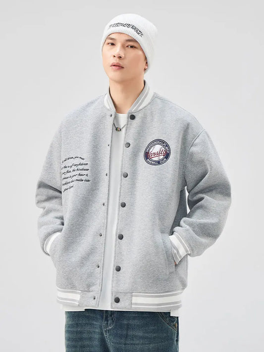 Chaqueta bomber universitaria unisex estilo streetwear - Abrigo universitario con bordado de letras