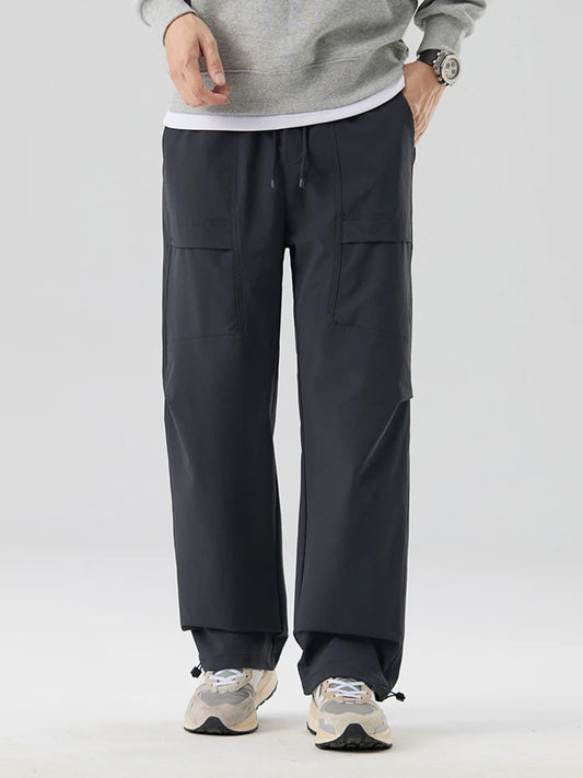 Pantalones casuales impermeables de corte holgado - Pantalones rectos elásticos para hombre