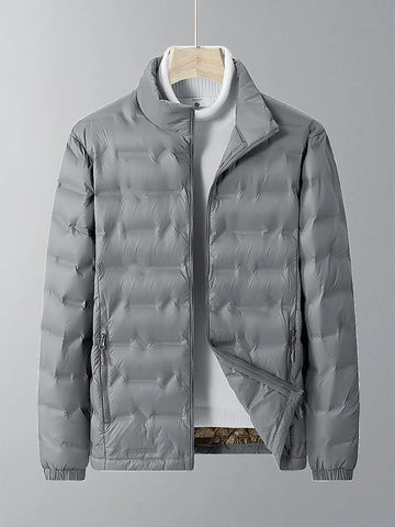 Chaqueta acolchada ligera de plumón para hombre de tallas grandes - Cuello alto, estilo informal de negocios (hasta la talla 8XL)