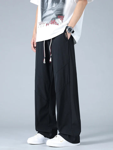 Pantalones refrescantes de seda de hielo para hombre de tallas grandes - Pierna ancha, corte holgado con malla en las rodillas (hasta la talla 8XL)