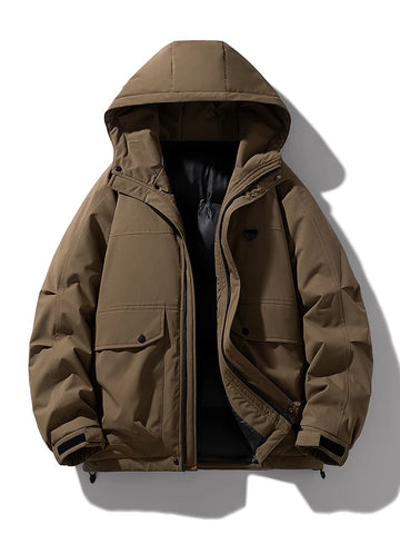 Hooded Puffer Parka with Utility Pockets