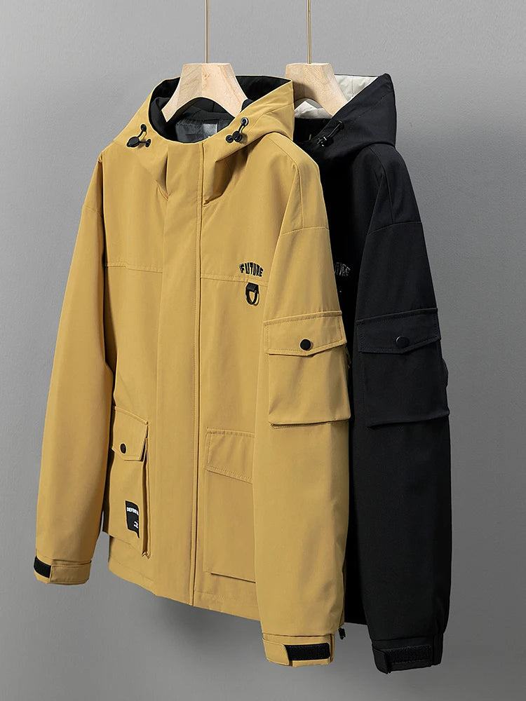 Cortavientos con capucha para hombre de tallas grandes - Abrigo utilitario con múltiples bolsillos (hasta la talla 8XL)