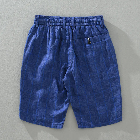 Oxford Checked Linen Tailored Shorts