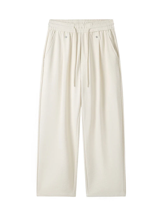 Pantalones de punto holgados de primavera - Pantalones deportivos de sarga de 380 g con cintura ajustable con cordón