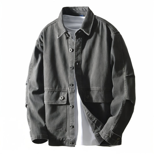 Canvas Utility Overshirt with Cargo Pockets